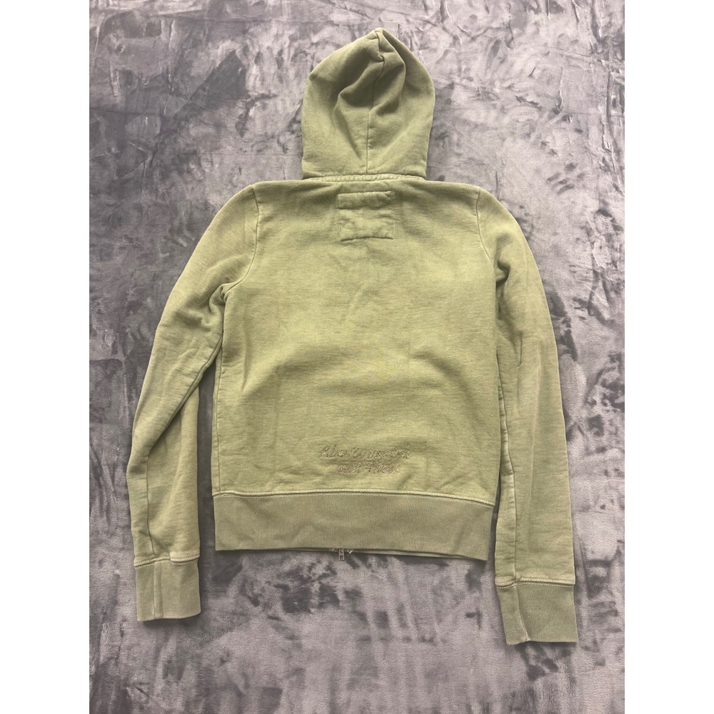 Abercrombie & Fitch Full Zip Hoodie Womens L Olive Green Vintage Y2K Waffle Hood - Picture 2 of 7